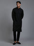 Vastramay Men's Black Cotton Blend Kurta and Pant Set